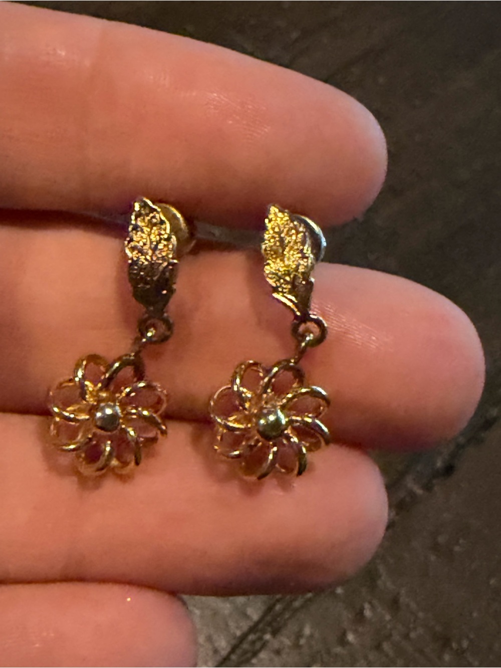 Gold Floral Drop Earrings - Classic Women Jewelry